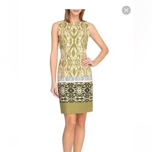 Tahari Sheath Dress Sleeveless Scoop Neck Midi Ptp 19” length 38”